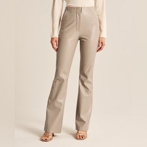 Abercrombie and fitch vegan leather slim flare pants in tan